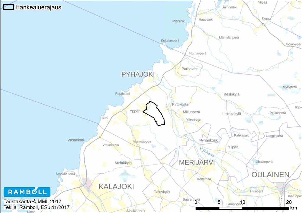 1. JOHDANTO Smart Windpower Oy:n tytäryhtiö Puskakorven Tuulivoima Oy suunnittelee Pyhäjoen Puskakorvenkallion alueelle tuulivoimapuistoa (Kuva 1).