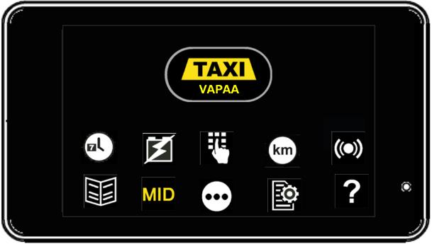 1.3 TT430 Näyttö TT430 kosketusnäyttö on jaettu käyttöpainikkeiden, taksimittarin tilan näyttämän ja
