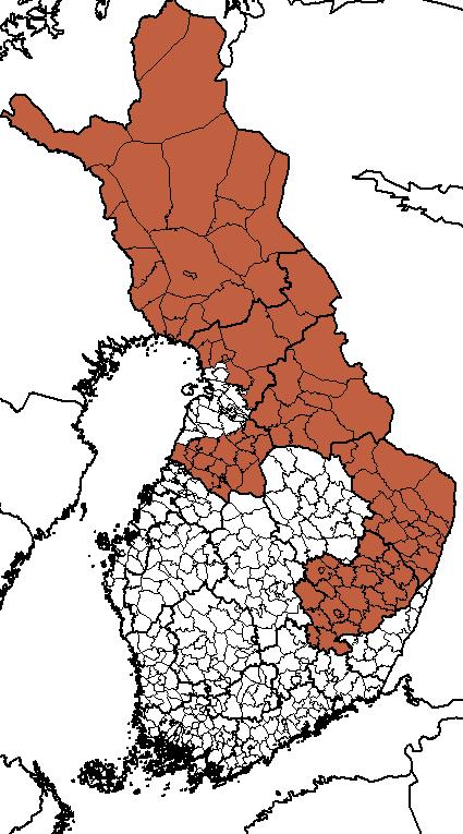 Kuva 1: Ehdotetun järjestelmän nojalla tukikelpoiset alueet on tummennettu. 2.