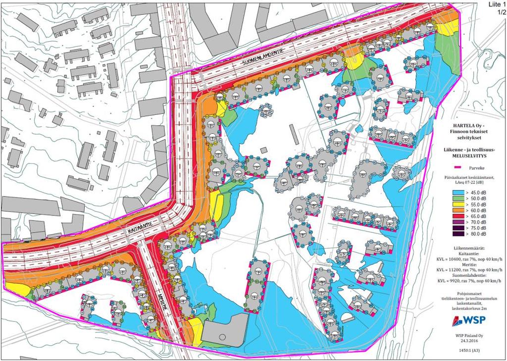 Tekijätiedot ja/tai esityksen nimi Melu ja ilmanlaatu Liikenne aiheuttaa melua alueella Asuinkortteleissa melulta suojaudutaan sijoittamalla yhtenäiset rakennusmassat pää- ja kokoojakatujen varsille