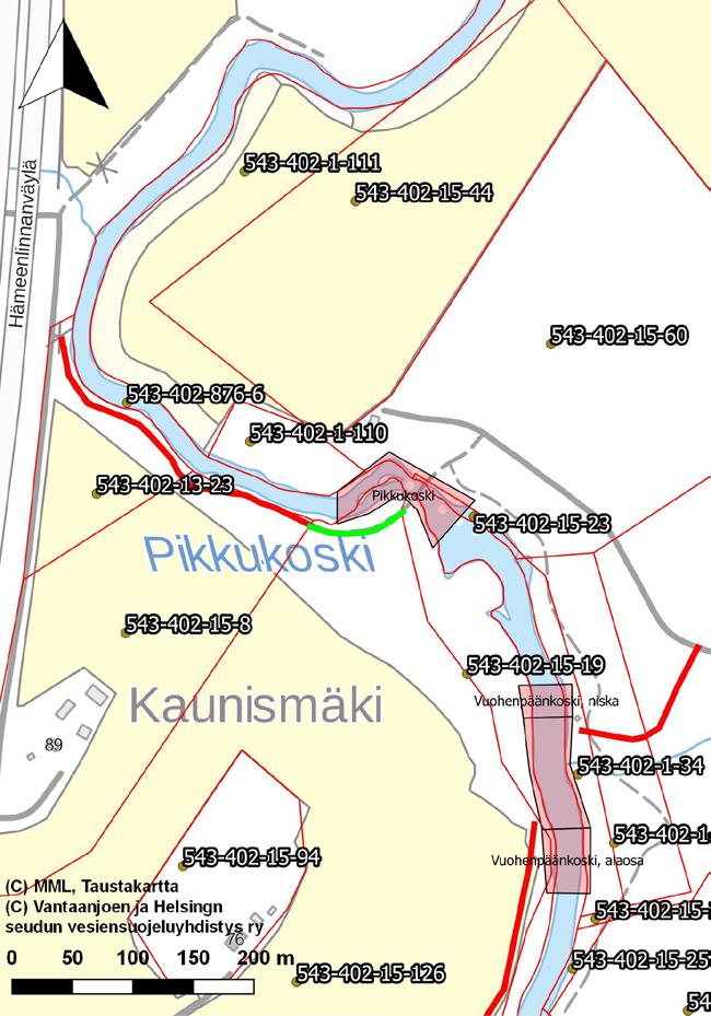 4.1.2 Kunnostustoimenpiteitä suunniteltaessa huomioitavaa Pikkukosken niska-alueen yläpuolelle tulee luoteen suunnasta (läntisellä rannalla) jokivartta pitkin hiekkatie, jota pitkin pystyy