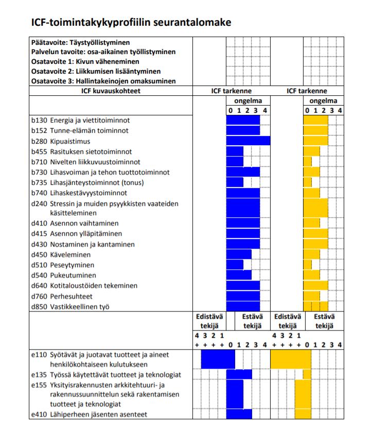 arvioidaan viisiportaisella asteikolla 0 4 (ei ongelmaa ehdoton ongelma) Lomaketta voidaan käyttää myös seurannassa ja