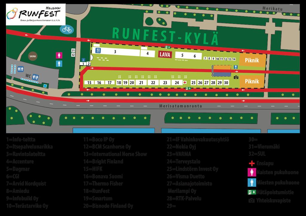 RUNFEST-KYLÄ JA PIKNIK RunFestin varsinainen tapahtuma-alue eli RunFest-kylä sijaitsee Meripuistossa.