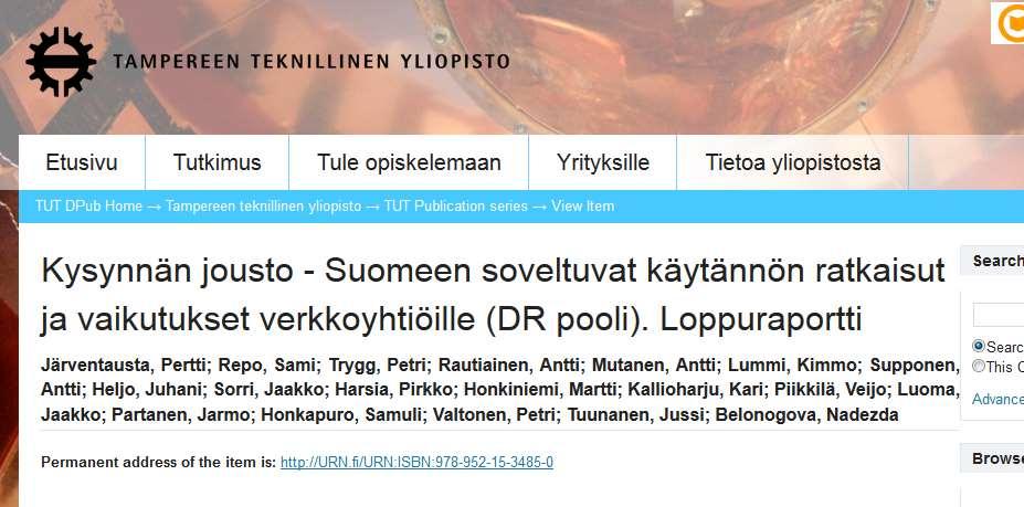 Tampere3-henkeä ennen Tampere 3:a Kysynnän