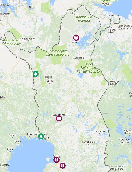 Kartalta saattaa puuttua joitakin oppilaitoksia, jos esimerkiksi toimipisteitä on usealla paikkakunnalla.