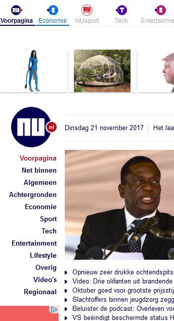NU.nl Hollannin johtava uutissivusto Päivittäinen peitto keskimäärin, milj. käyttäjää 2 > 7 milj.