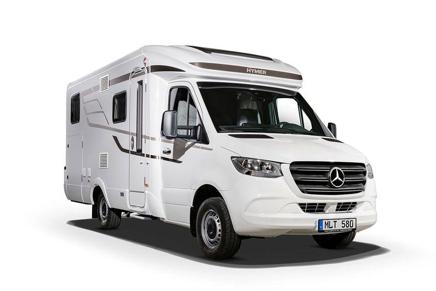 HYMER ML-T - Ulkopuoli ja säilytystila HYMER ML-T - Edestä HYMER ML-T on vakiomallina saatavissa ulkoväriltään valkoisena (sekä ohjaamo että myös asunto-osa).