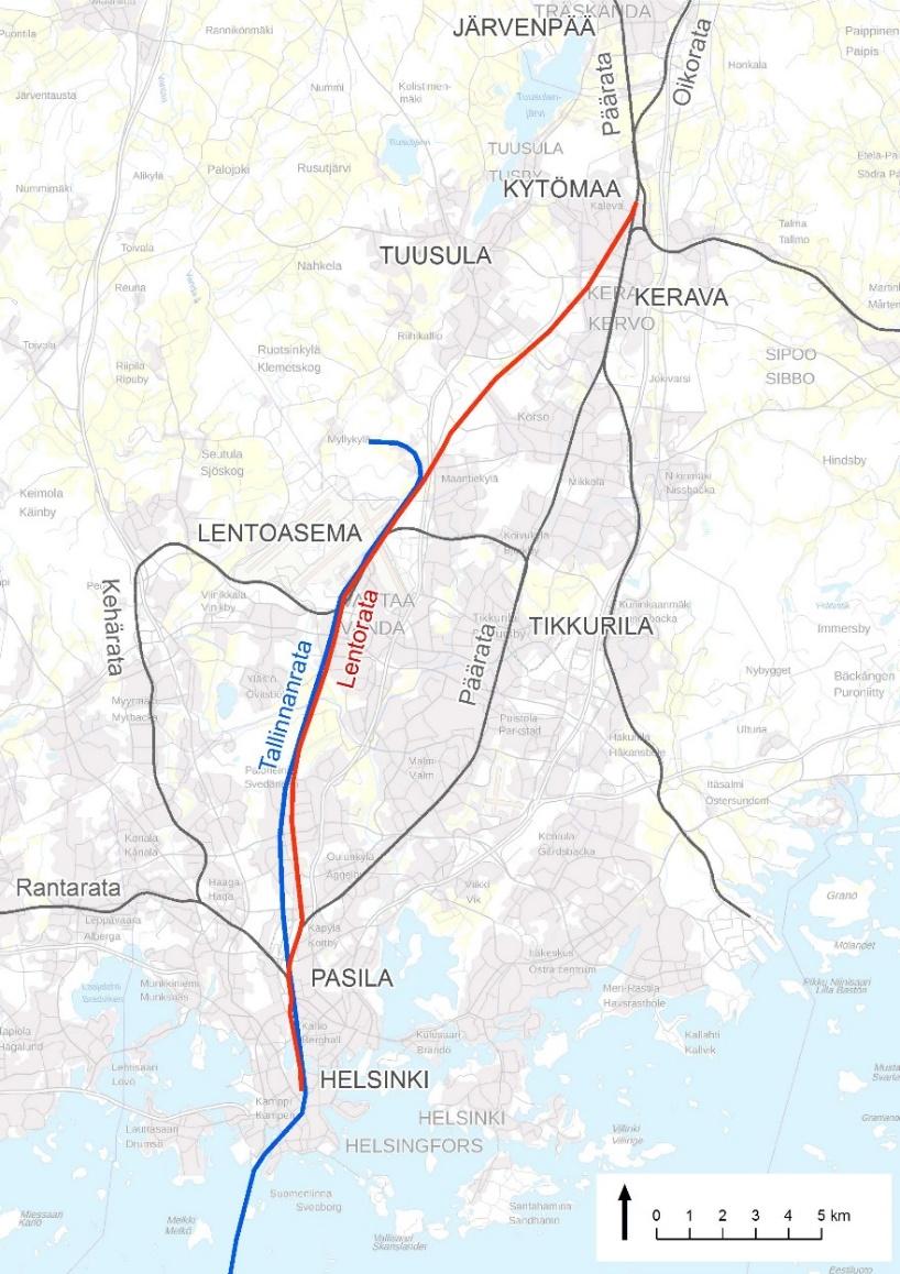 Vertailuvaihtoehdot Ve 1 Pääradan lisäraiteet: 5. ja 6.