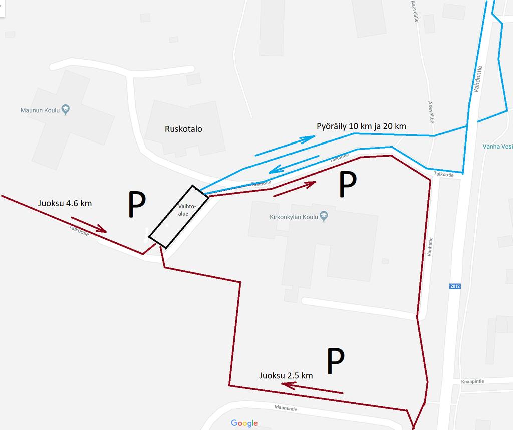 Reitit kilpailukeskuksen lähialueella