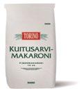 Pastat ja viljalisäkkeet 86308 Torino Suurkeittiömakaroni 10 kg VEHNÄjauho, durumvehnäjauho, vesi. Kypsymisaika n. 8 min Litrapaino: 515 g/l Valmista tuotetta: n.