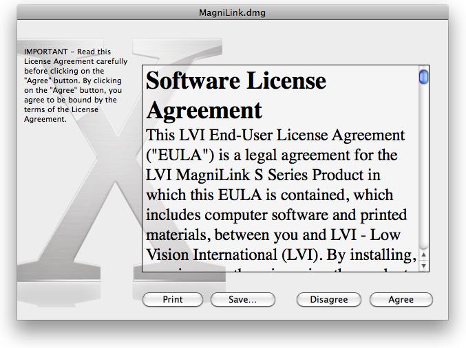 Lue "License Agreement" -keskusteluikkunan teksti ja hyväksy käyttöoikeussopimus