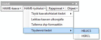 3.4 Täydennä tiedot Työkalulla voidaan laskea automaattisesti kohdeluokkien HILUCS- ja HSRCL-sarakkeiden arvot.