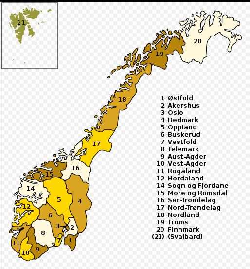Norja: Aluekuntien (18) valtuustokoko Asukasluku Aluekuntavaltuuston jäsenmäärä väh, Max
