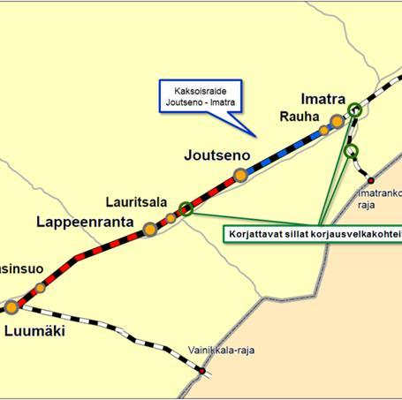 Luumäki - Imatra Hankkeen tavoitteena on Henkilöliikenteen palvelutason parantaminen (matka-ajan lyhentäminen suurin sallittu nopeus 180-200km/h- sekä junatarjonnan lisääminen), tavaraliikenteen