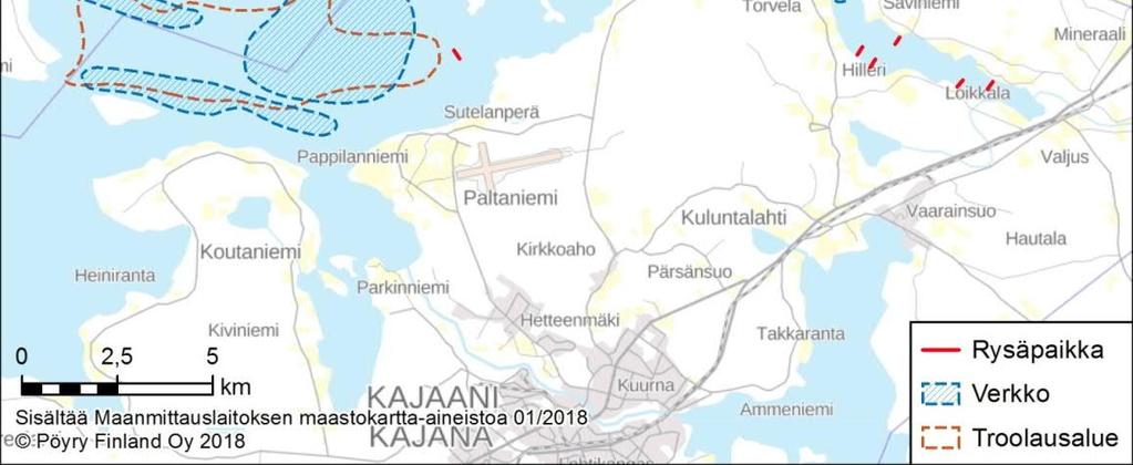 rysää (Kuva 8-2). Rysäpyynti keskittyi Teväsaaren-Varislahden edustan alueelle ja Jormuanlahdelle. Mieslahden rysät tulevat käyttöön kesällä 2018.