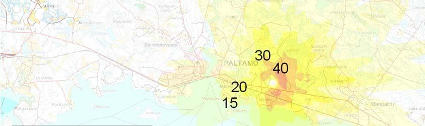 Rikkidioksidi Lisäksi leviämismallinnuksessa on tarkasteltu tilannetta, jossa väkevät hajukaasut poltetaan soihdussa (Kuva 10-18).
