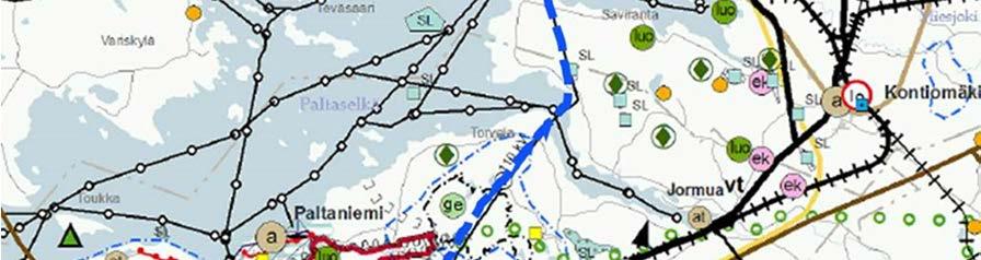 Sähkölinja on suunniteltu olemassa olevan ja Kainuun maakuntakaavassa 2020 osoitetun 110 kv linjan yhteyteen. Sähkölinjan likimääräinen sijainti on osoitettu kuvassa sinisellä katkoviivalla.