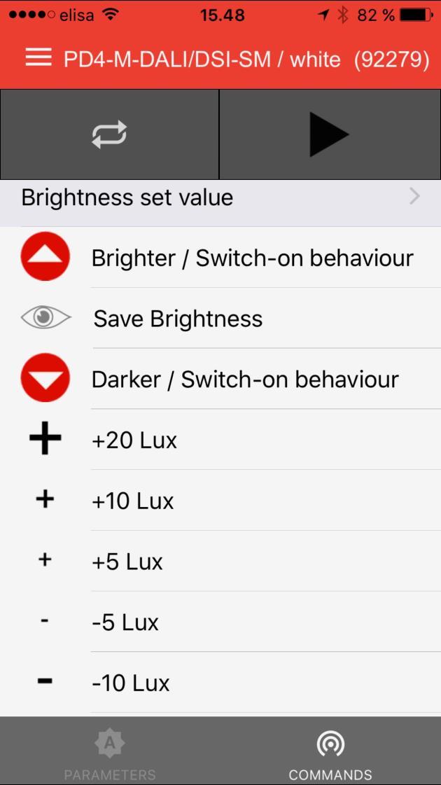 BEG BiRC käyttö 3 - luksitaso Brighter arvosta kirkastetaan haluttua valaistusvoimakkuutta Darker vähennetään valaistusvoimakkuutta.