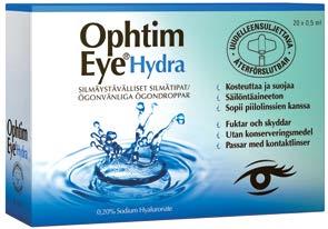 TASARAHAEDUT OPHTIM EYE HYDRA tai FORTE PIPETIT 20x0,5ml Säilöntäaineettomat, silmäystävälliset silmätipat. Kosteuttavat ja suojaavat silmiä.