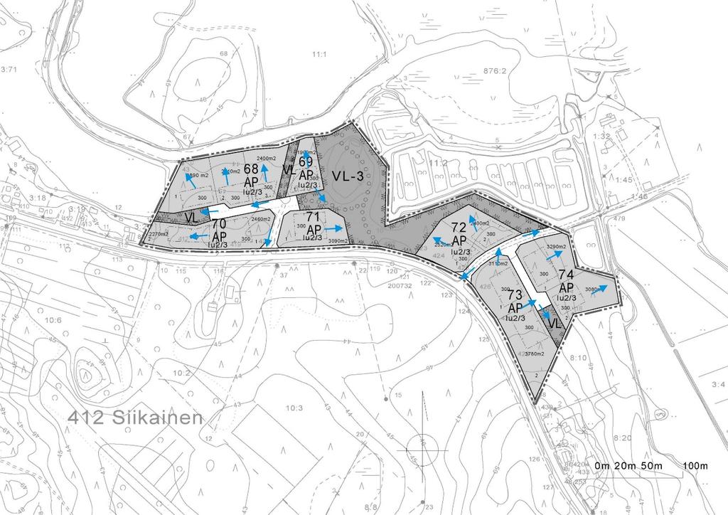 Hulevesien kulkeutuminen kaava-alueella 5.3.