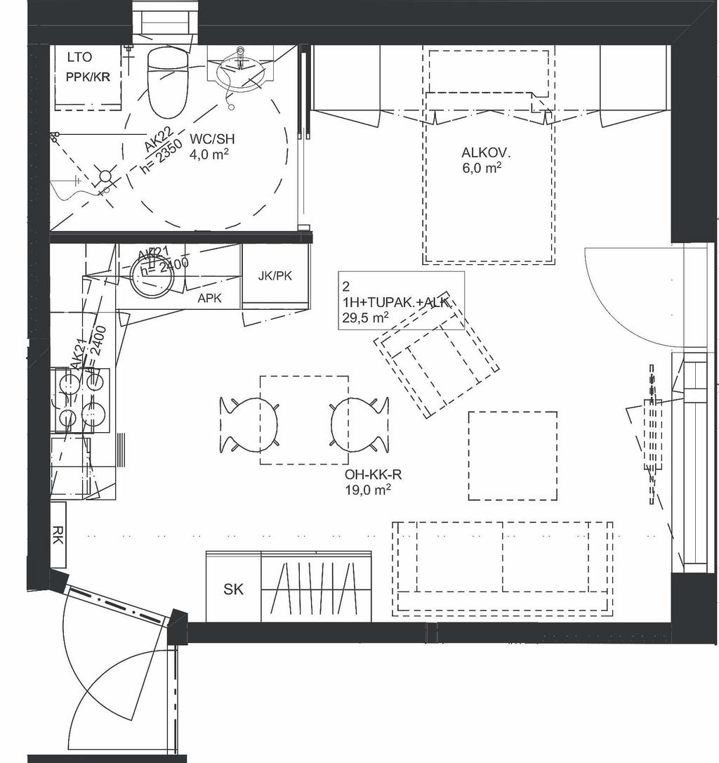 HUONEISTOPOHJAT 1h+tupak+alk 29,5 m² 1. krs A2 2. krs A9 3. krs A16 4.