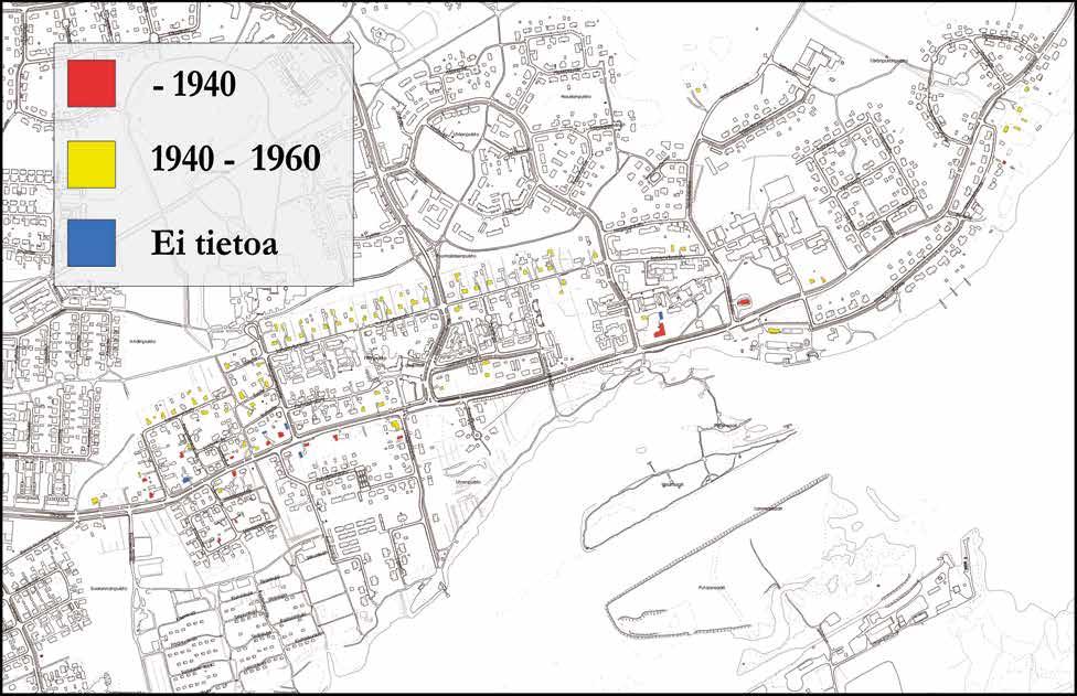 Utran ennen 1950- ja 1960-lukujen taitetta valmistuneet puurakennukset.