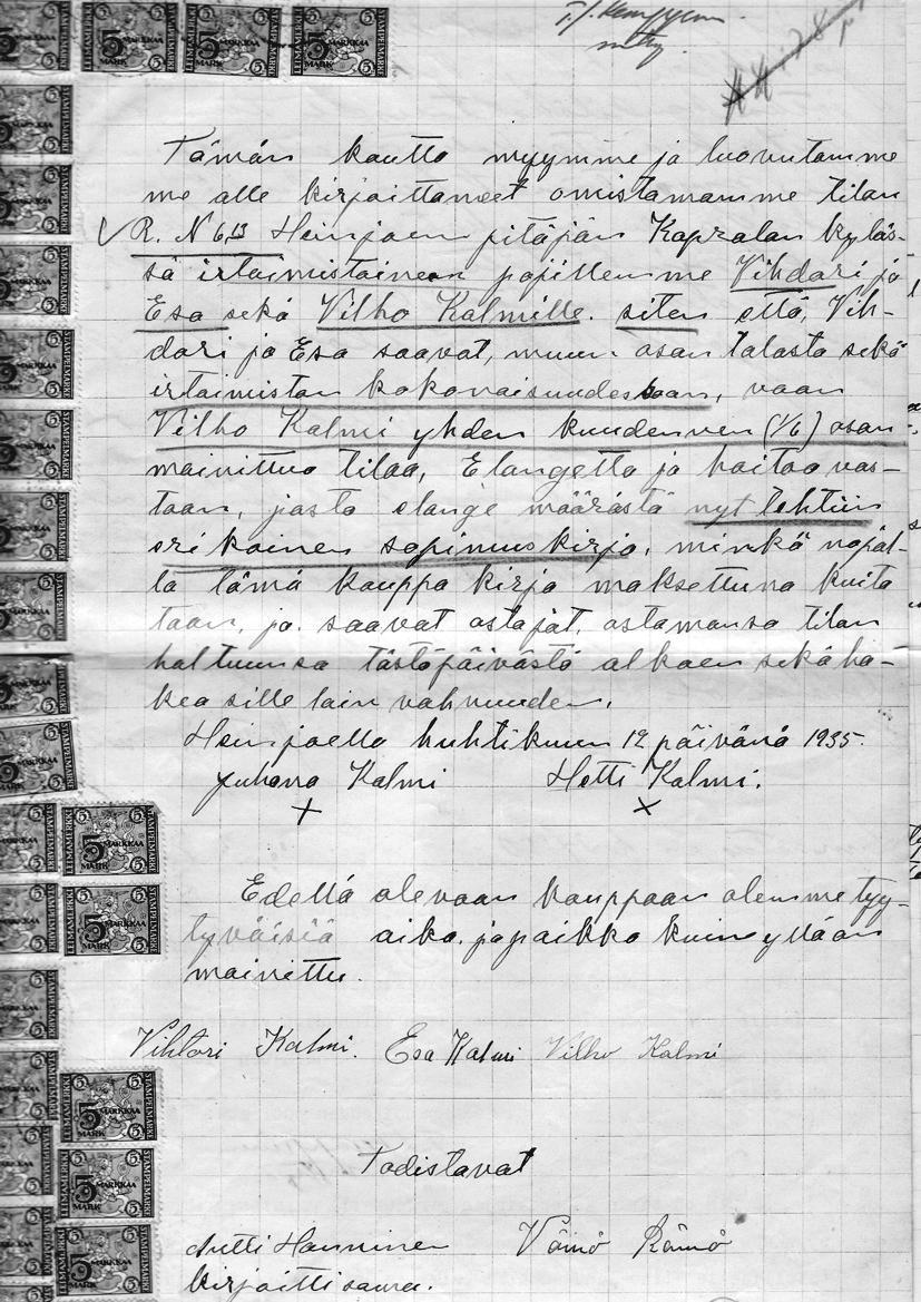 Juhana ja Hetti Kalmi myivät tilan vuonna 1935