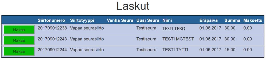 KIRJAAMISMAKSUN SUORITTAMINEN (VAIHTOEHTO 1: UUSI SEURA MAKSAA) 1. Kirjaamismaksu voidaan maksaa ainoastaan Palvelusivuston kautta Paytrail-maksuna.