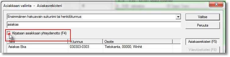 5 / 24 3. ASIAKASHAKU ASIAKASREKISTERISTÄ Kun asiakas haetaan asiakasrekisterin kautta, WinHIT olettaa aina, että kyseessä on asiakkaan yhteydenotto.