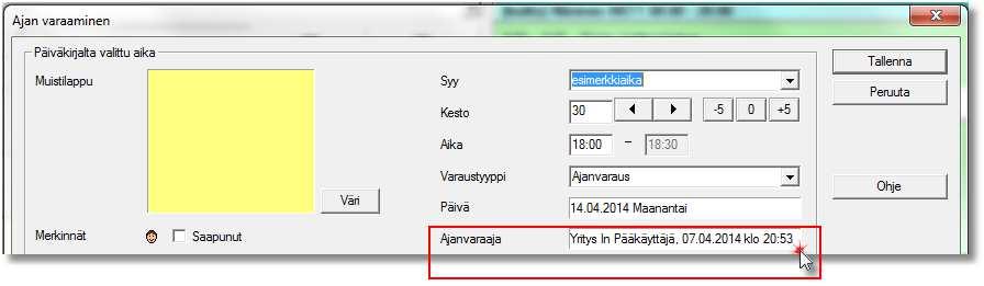 10 / 23 6. AJANVARAUKSEN MUUTOKSET 6.1. Ajanvarauksen tekohetki Tulevissa ajanvarauksissa on nähtävissä