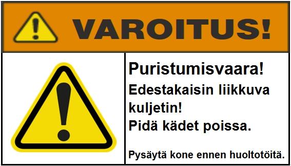 Tarra 1 Varoittaa käyttäjää mahdollisesta leikkausvaarasta