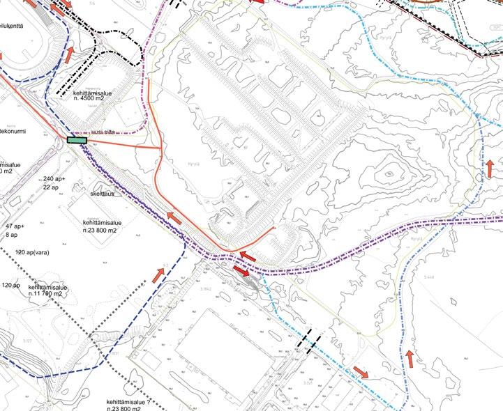 Radan suunnittelija: Jussi Meresmaa / DiscGolfPark Ympäröivät alueet Urheilupuiston pohjois- ja itäpuolella on monipuolinen olemassa oleva ulkoilureitistö ja talvella hiihtolatuja.