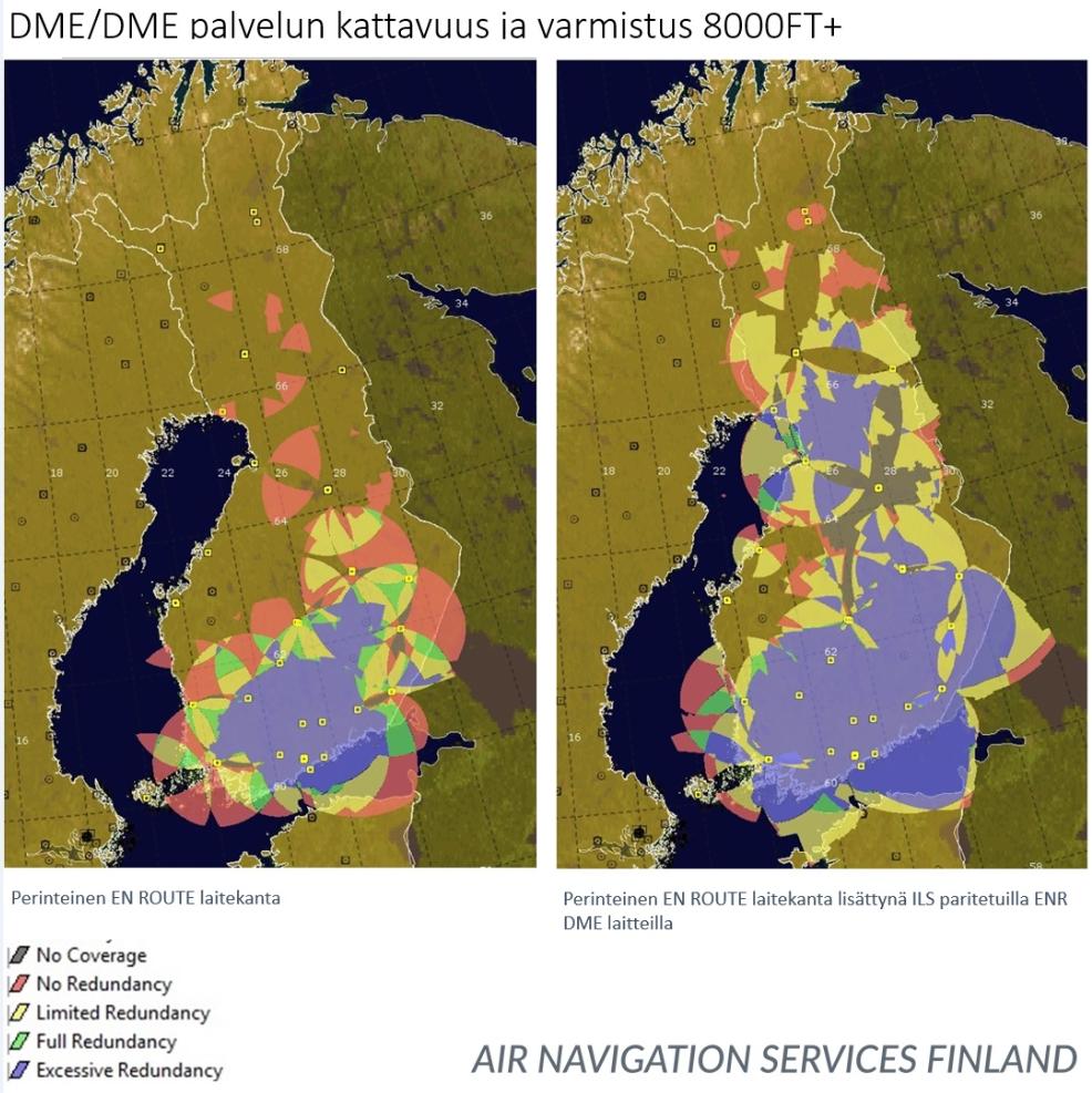 ANS Finland Oy:n tuottama analyysi DME/DME-peitosta yli 8000 jalan (n. 24