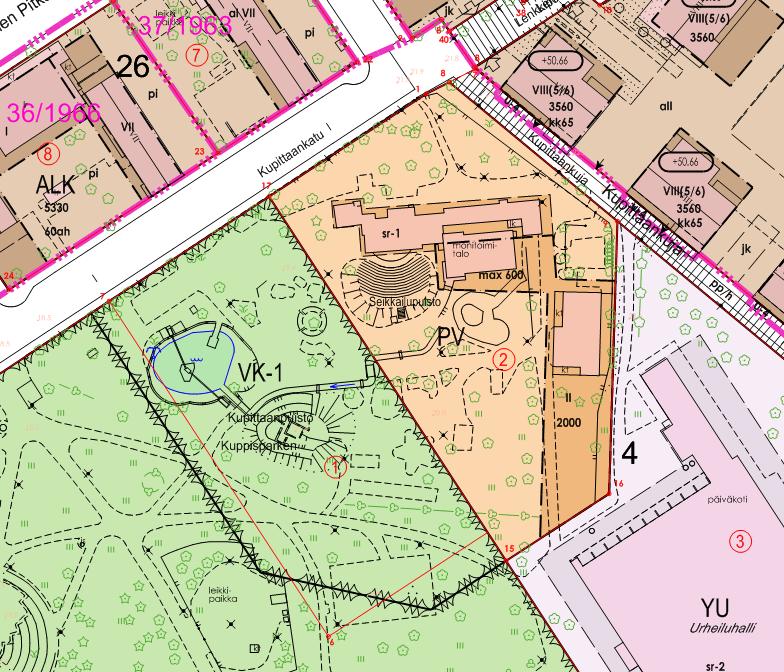 8 (13) Seikkailupuisto Kupittaanpuiston Seikkailupuiston korttelissa 4 (PV huvi- ja viihdepalvelujen korttelialue) tontilla 2 on jäljellä rakennusoikeutta n. 1300 k-m2.