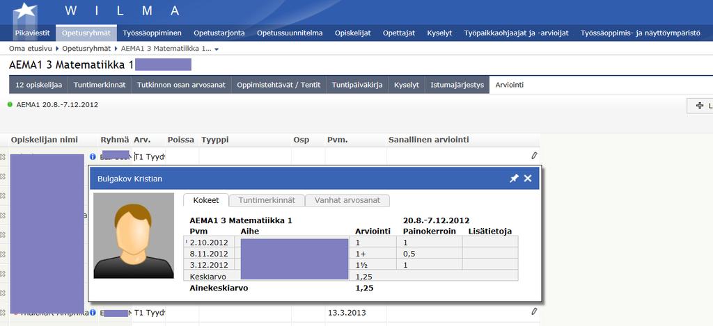 Sanalliseen arviointiin voidaan kirjoittaa lisätietoja vapaasti (esim. hylkäämisen syy).