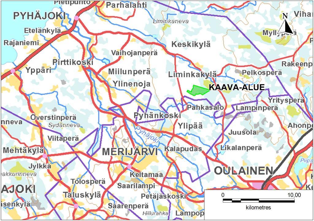 Kuva 1. Silovuoren tuulipuiston kaava alueen sijainti (Pohjakartta: Maanmittauslaitos 2013). 3 Tiedot hankkeesta 3.