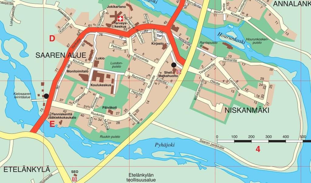 Vanhatien varteen keskittyvät Pyhäjoen tärkeimmät hallinnolliset ja kaupalliset rakennukset. Kuva 1. Suunnittelualueen sijainti osoitekartalla. 1.3 Kaavan nimi ja tarkoitus Asemakaavalla muodostuu katualuetta.