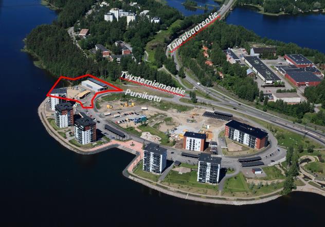 () Viistoilmkuv Viipurin vnerin lueest 9..0. Suunnittelulue on rjttu kuvn punisell.