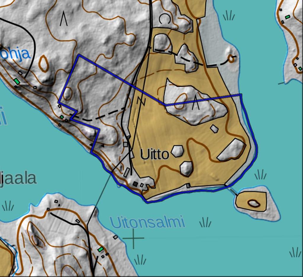 FCG SUUNNITTELU JA TEKNIIKKA OY OAS 8 (20) 6.1.3 Rakennettu ympäristö Kuva 7: Peruskarttarasteri (MML) Alueelle tulee tie pohjoisesta.