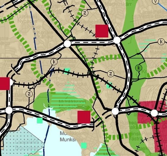 MERKINNÄT Tjmtoimintojen lue Kesusttoimintojen lue iristyslue iheryhteystrve Luonnonsuojelulue Energi- j/ti jätehuoltoon vrt lue
