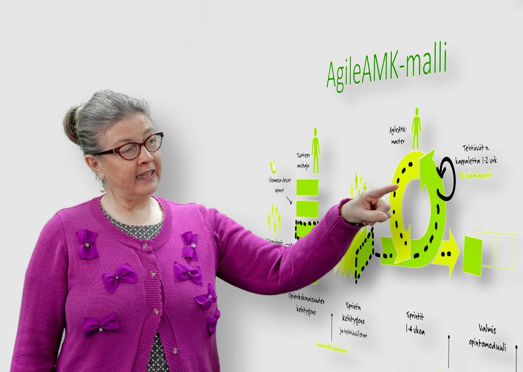 AgileAMK-malli mahdollistaa monialaisen ja monipuolisen yhteistyön laadukkaan verkkokurssitarjonnan kehittämiseksi. Se antaa onnistumisen kokemuksia ja haastaa ajattelemaan uudella tavalla.