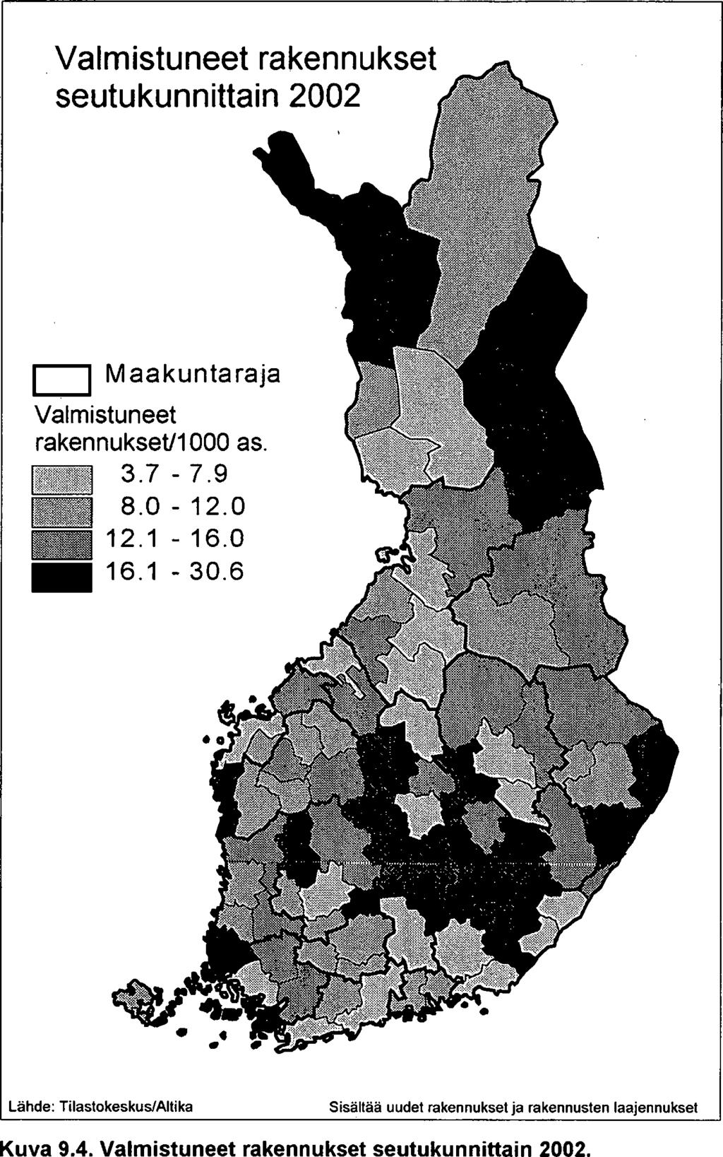 108 Valmistuneet rakennukset maakunnittain 2002 0 2 4 6 8 10