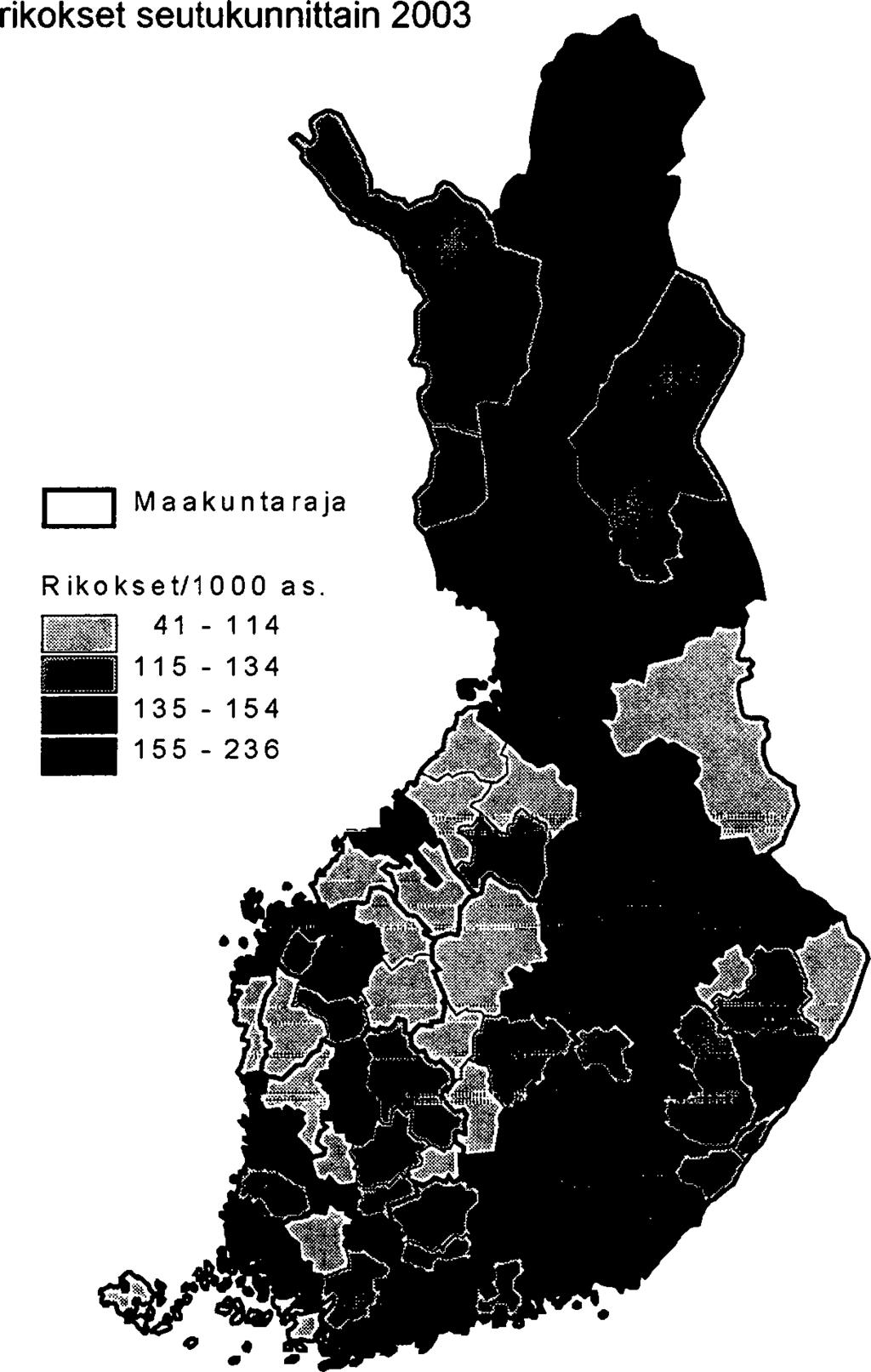 133 Poliisin tietoon tulleet V u o d e n 2 0 0 4 s e u tu k u n ta r a ja t L ä h d e : T ila s to k e s k u s /S ta tf in