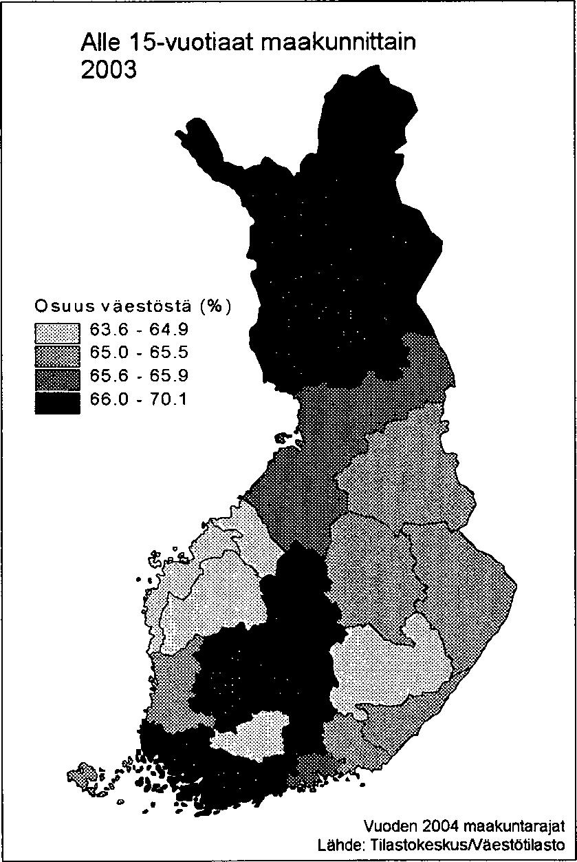 2003. Yli 64-vuotiaat maakunnittain 2003 O suus v ä e s tö s tä (% ) ~ " H