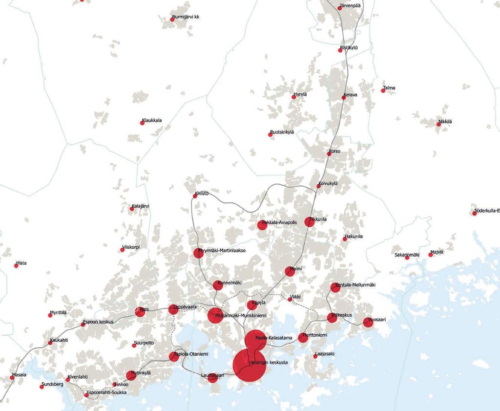 Myös usealla asemanseudulla maankäytön tehokkuus on vielä alhainen suhteessa joukkoliikenteen palvelutasoon.