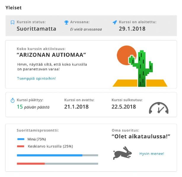 kurssitilastosta opettajalle.