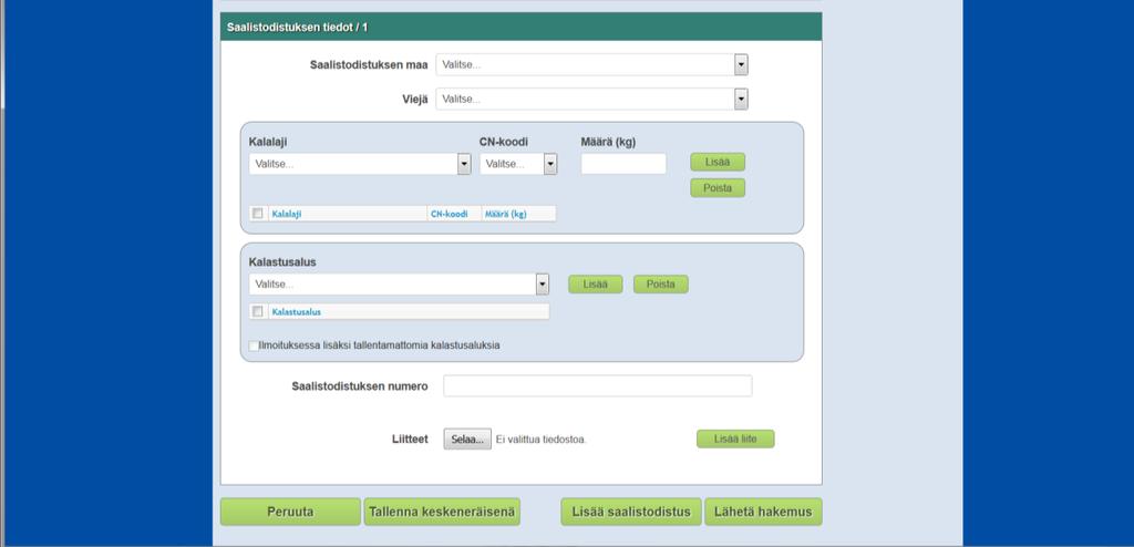 LIS-saalistdistusjärjestelmä 10 Kun maahantuja tekee itse Annex IV-hakemuksia, niin maahantuja-kentässä n autmaattiisesti maahantujan tiedt.