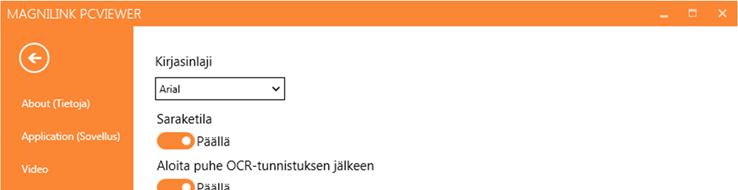 5.4.7 OCR Settings (OCR-asetukset) Fontti Tällä vaihtoehdolla käyttäjä voi valita kirjasinlajin, jota OCR-käsitellyn tekstin näyttämisessä käytetään.
