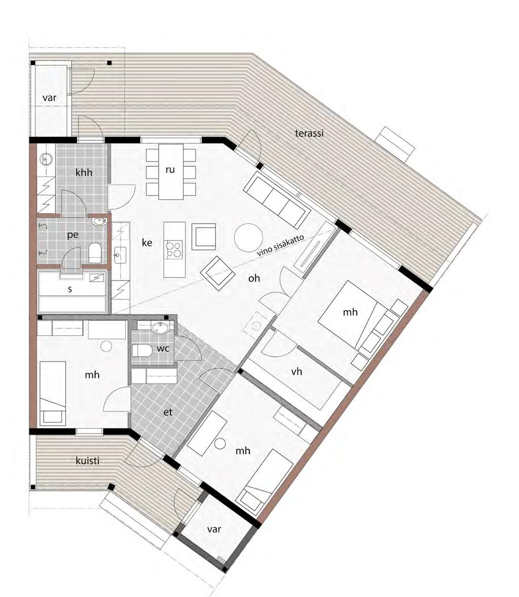 POHJAKUVAT JA ASUNTOJEN MYYNTIHINNAT 86 m² 3 H + K + S asunto 1