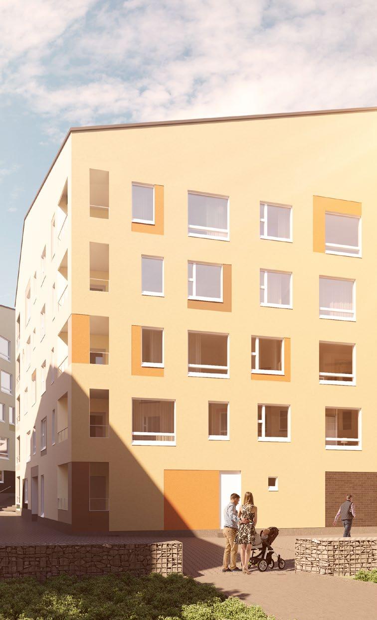 9 Ihastu yksityiskohtiin Vanhan orvoon viehättävien puutalojen värimaailma jatkuu myös Slottsgårdenin korttelissa.